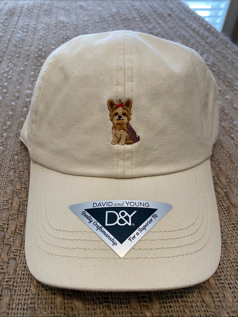 David and Young Yorkie Dog Embroidered Cap Hat